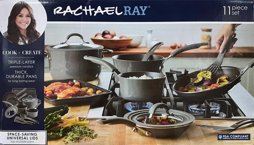 Rachael Ray 11- Piece Nonstick Cookware Set (Grey)