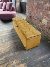 Mustard Gold Chesterfield Ottoman Bench - Window Bay Seat with Large Storage