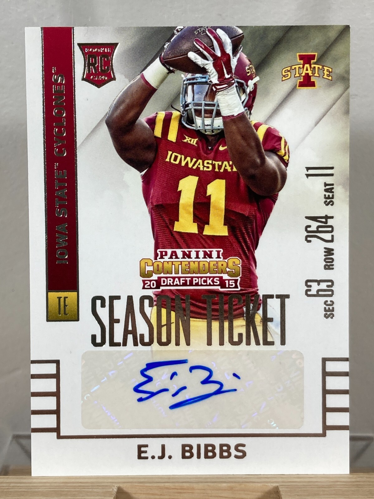 2015 Contenders Draft Picks Season Ticket E.J. Bibbs #182 Rookie Autograph 0358