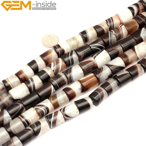 Natural Botswana Agate Stone Beads Column Tube Cylinder For Jewelry Making 15" - Picture 26 of 38