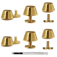 6Pcs Brass Handbag Purse Feet Screw-Back Studs for Tote Bags Round Metal Feet