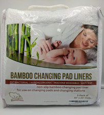 MamaBare Bamboo Changing Pad Liners Machine Washable 3-Pack 36" x 20" Pads