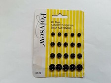POLYSEW SIZES 0- 3 -  6,7,8 &11MM SEW ON SNAP PRESS STUDS FASTENERS 'BLACK' NEW.