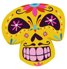 Yellow Sugar Skull Sticker Decal