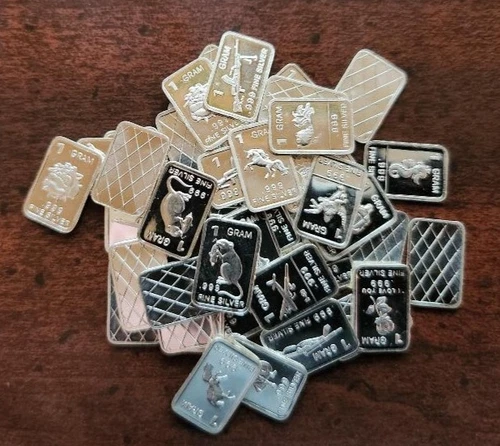 ONE .999 Fine Pure Silver Bar 1 Gram Total Weight Assorted Designs / Random Pick