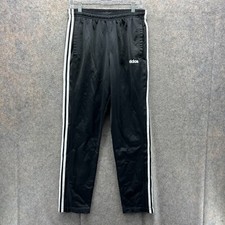 Adidas Sweatpants Men Medium Black Athletic Polyester Climalite Straight Vintage