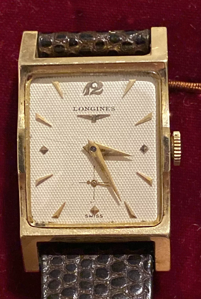 1950 s Longines Vintage Solid 14 karat gold men s tank watch box