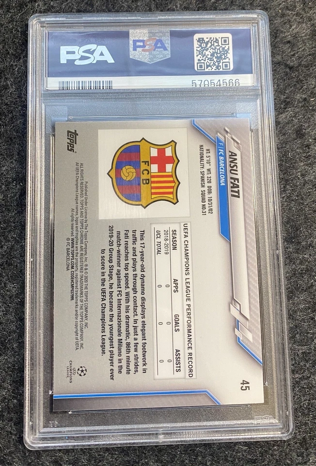 2019 Topps Chrome Champions League Ansu Fati RC #45 PSA 10 GEM MINT Rookie Card - Image 2 of 2