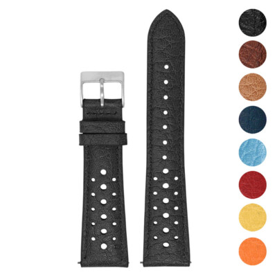 DASSARI Vintage 70's Perforated Leather Rally Watch Band Quick Release  Strap