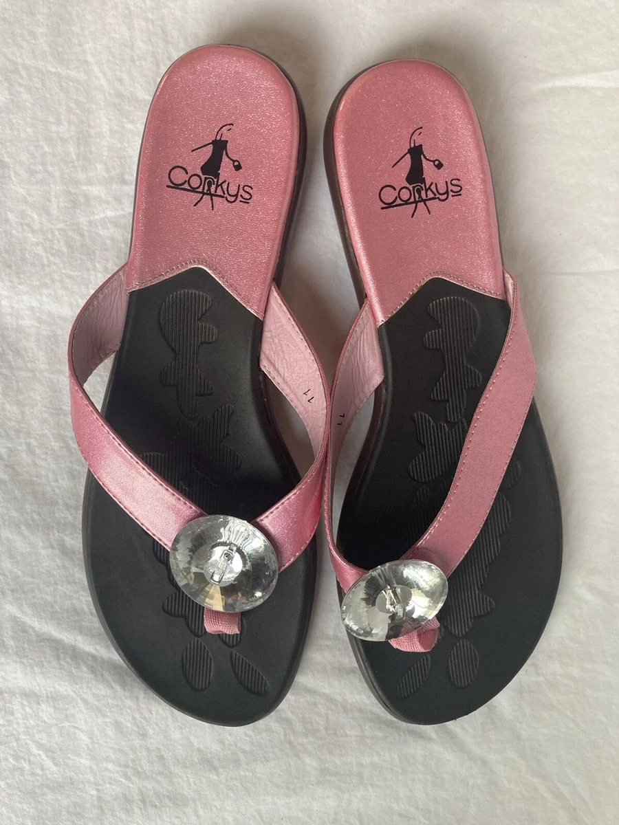 Corkys Womens Flip Flops Jeweled Pink size 11 casual Sandals