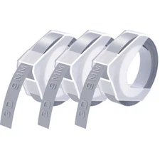 3PK 9mm*3m White on Silver 3D Embossing Tape 520104 For DYMO Xpress Label Maker