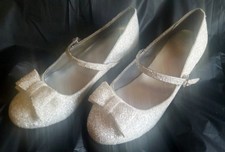  50 Girls Holiday Show sparkling white Shoes Heels Youth Sz 5 cute FOR PICTURES