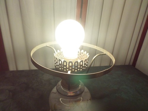 Beautiful Mid-Century Hand Painted Floral Designed Electric Table Lamp-No Shade - Picture 8 of 12
