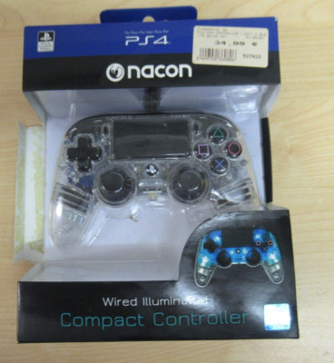 Playstation PS4 NACON Wired Compact Color Controller Transparent Blau TEILDEFEKT