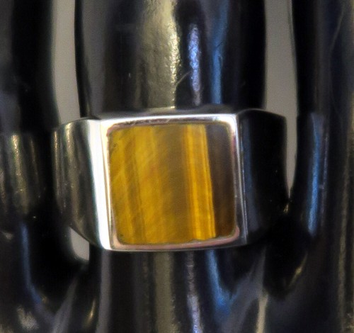 925 ECHT SILBER *** Massiver Tigerauge Herren Ring Siegelring Große Größen - Picture 2 of 8