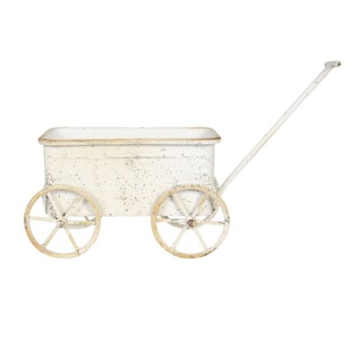 Clayre & Eef Pflanzenhalter Karre Eisen weiß Blumentopf Gartendeko 29x16x16 cm