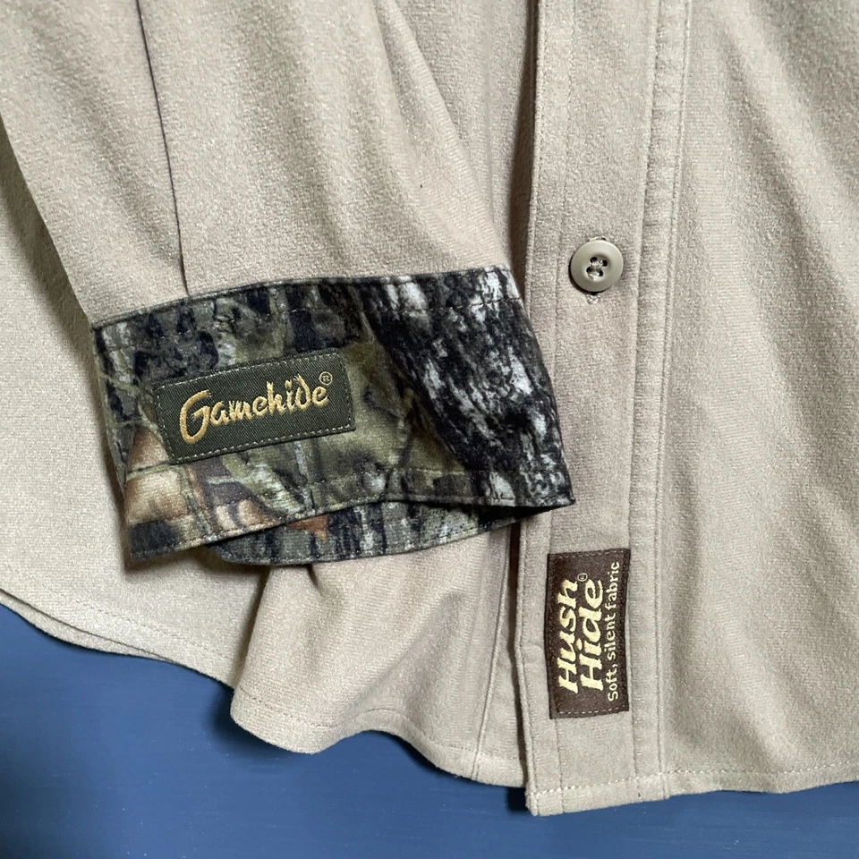 Vtg Gamehide Hush Hide Hunting Shirt Mens XL Mossy Oak Camo Cabinwear Activewear - Image 2 of 4
