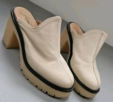 FREE PEOPLE JAMES MULES SZ 36 CREAM LEATHER Us Womens 5.5 Beautiful!
