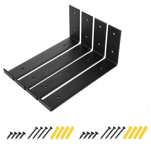 MIVIDE 4 Pcs 225mm Black Shelf Brackets, 8.86 in Scaffold Board Shelf Brackets