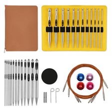 26 PCS Tunisian Aluminum Interchangeable Crochet Hook Set Cable 3mm10mm