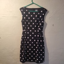 Vince Camuto Black Pink Polka Dot Dress Size US8, UK12, Sleeveless