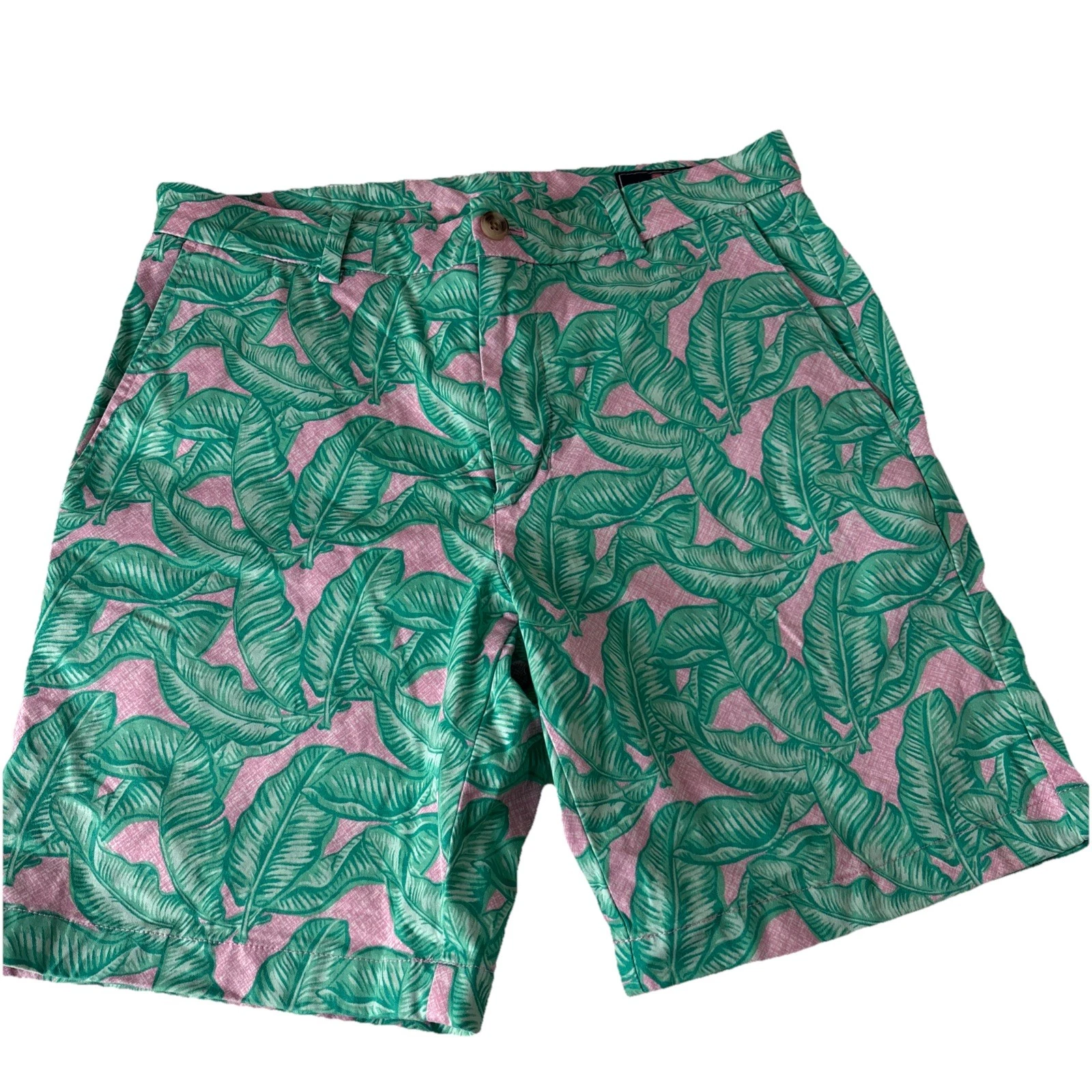 Men’s VINEYARD VINES Shorts Sz 32 Breaker shorts pink green leaves preppy
