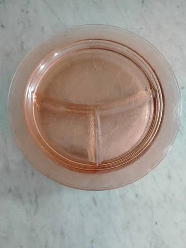 (4) McBeth Evans Pink Depression Dogwood Patt  Grill Dinner Plates -