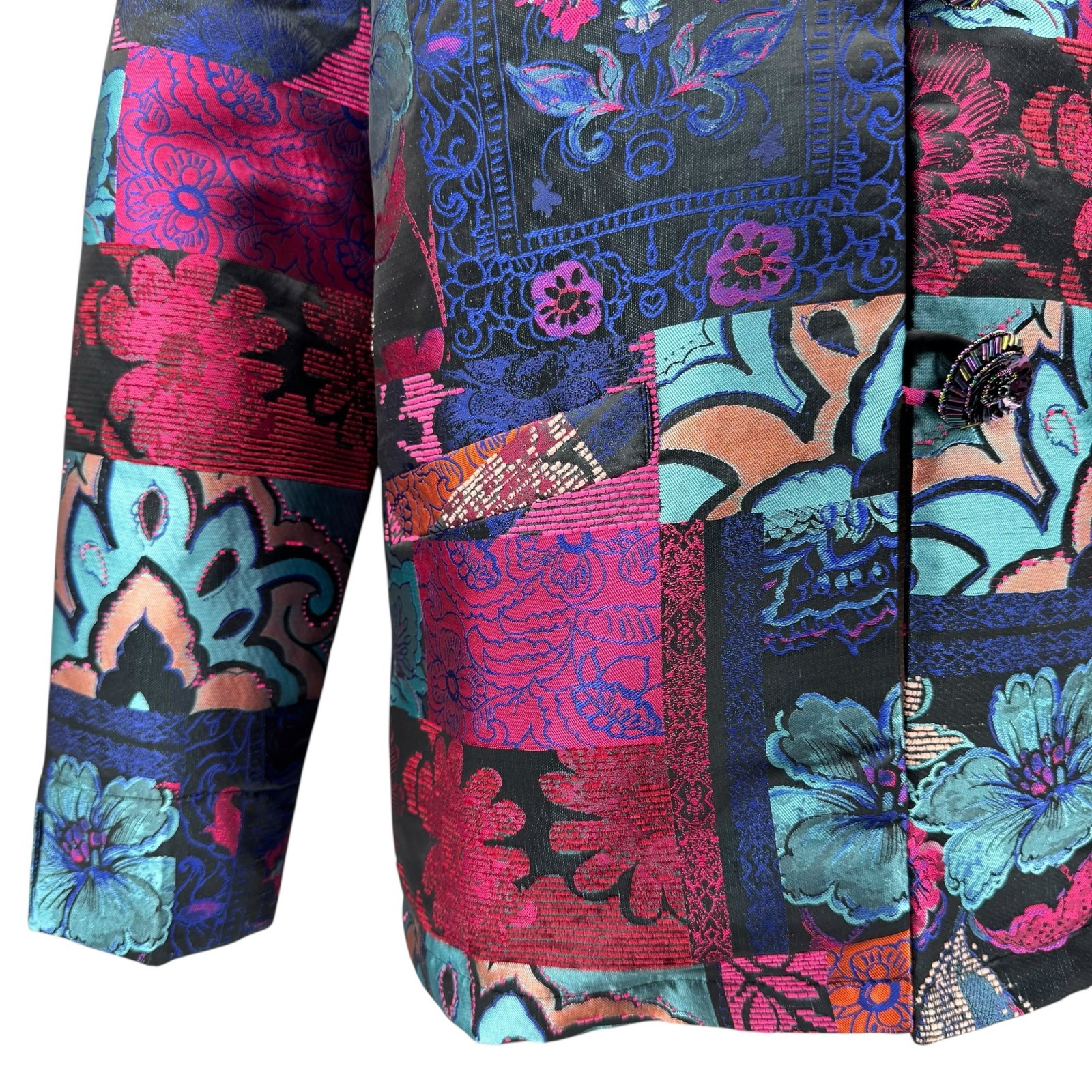 Berek L Multicolored Satin Patchwork Jacquard Flo… - image 8