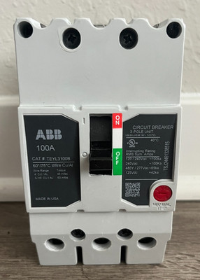 GE TEYL3100B 100 Amp 480V 3 Bolt On Circuit Breaker General Electric TEYL3100
