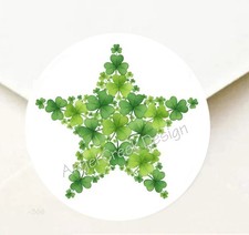 ST PATRICKS DAY SHAMROCKS STAR SCRAPBOOK STICKERS FAVORS ENVELOPE SEALS LABELS