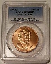 2015 Bess Truman U.S. Mint Bronze Medal MS68 RED PCGS