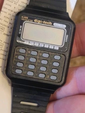 Vtg DigiTech Calculator Wristwatch Retro Black NOS Black Blue & Digi Tech New