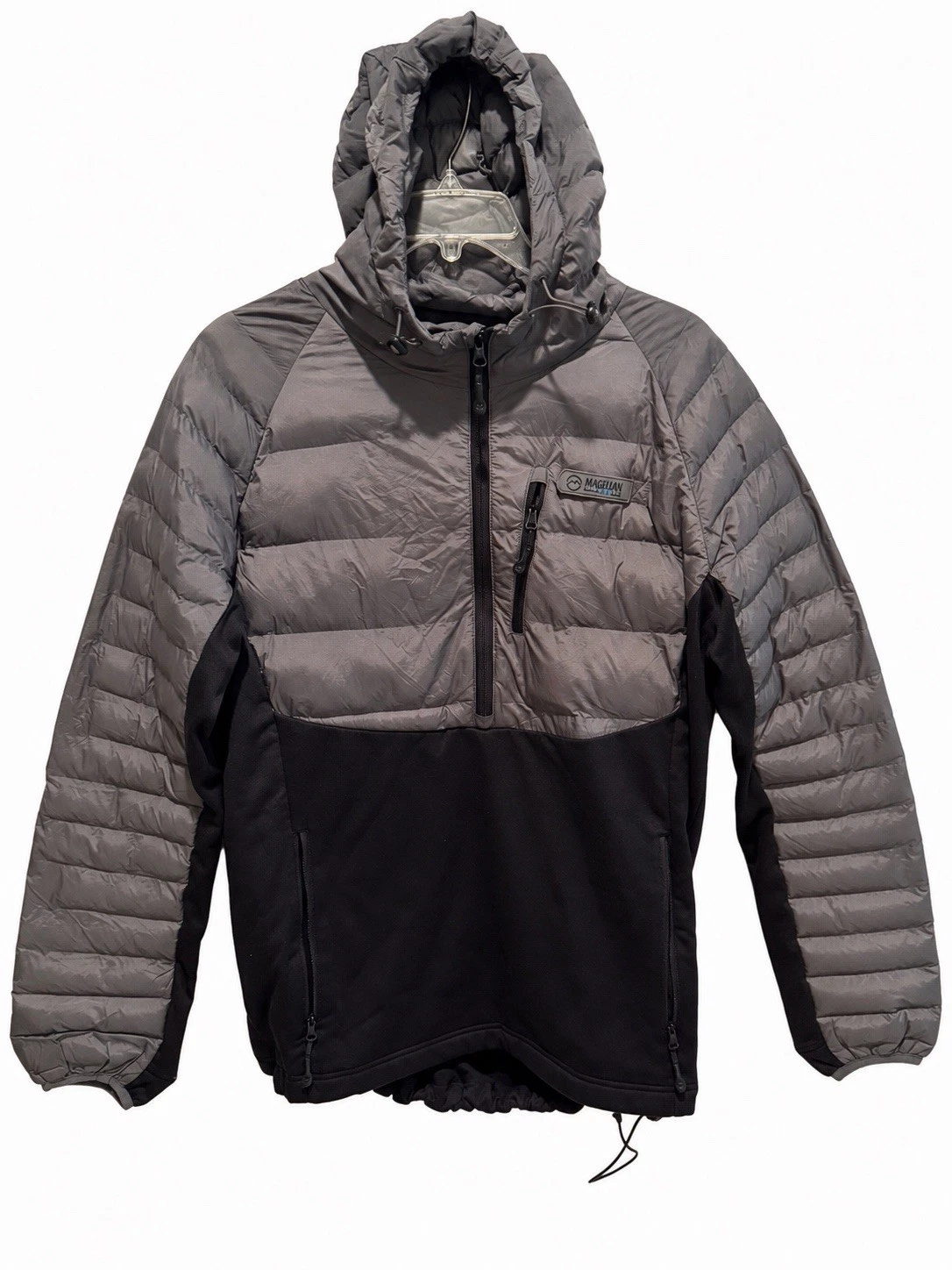 Magellan Outdoors Pro Fish Men’s Large Hybrid Puffer Jacket Hooded Gray Black - product detail image 2