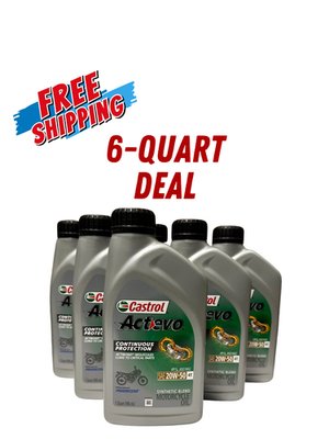 #ad 6 pack Castrol Actevo 4T 20W 50 Part Synthetic Motorcycle Oil 1 Quart $38.99
