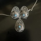 Stunning Vntg sterling silver & Turquoise filigree Set earrings & Necklace 18.5” — photo 1