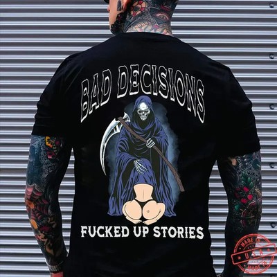 BAD DECISIONS F*CKED UP STORIES Oral Sex With Skeleton Print Men's T-shirt