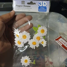 Paper House 3D Layered White & Yellow Daisies Daisy Flowers Scrapbook Stickers