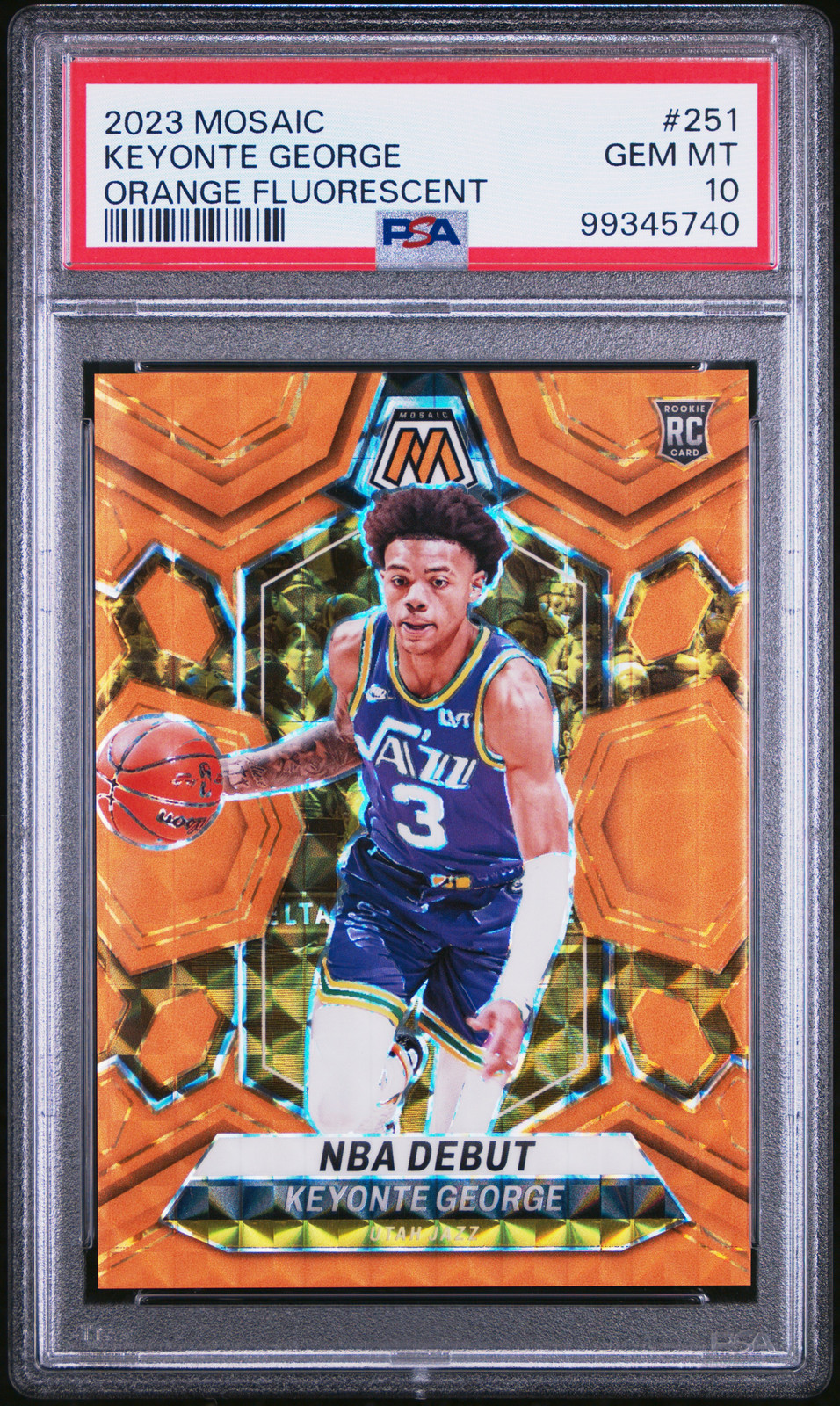 2023 Panini Mosaic #251 Keyonte George Orange Fluorescent /25 PSA 10