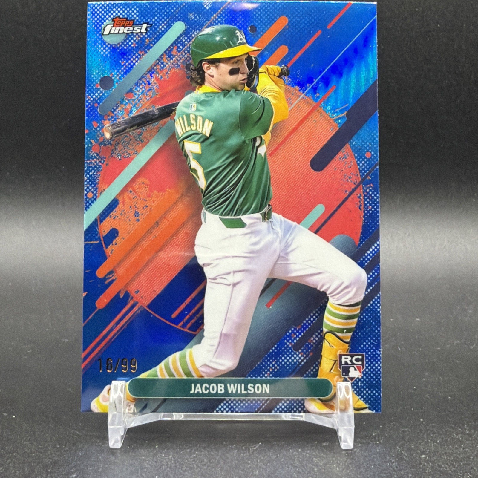 Jacob Wilson 2025 Topps Finest Rare Blue Refractor /99 Rookie RC Athletics #295