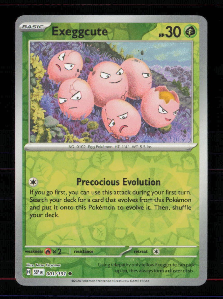 Exeggcute 001/191 Common Surging Sparks Pokemon Reverse Holo Near Mint
