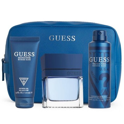 Guess Men's Seductive Homme Blue 4pcs EDT Gift Set Fragrances 085715329691