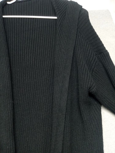 Halara Cardigan Sweater Women's Size Medium Floor Length Hooded Knit Black NWT - Picture 4 of 9