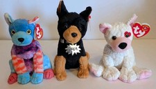 Vintage Mix Lot Ty Beanie Babies  Dogs~Luca (Garfield), Cupid & Hodge Podge 3 PC