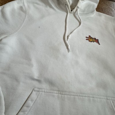Stussy 8 Ball World Wide Hoodie Size Small Men Solid Off White