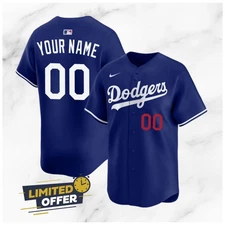 New Dodgers Custom Name And Number Cool Base Jersey All Stitched Royal   TK414