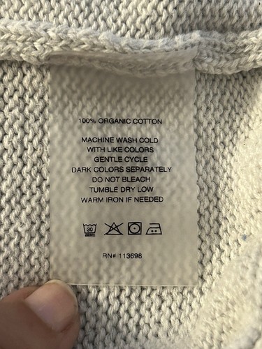 Margaret O'Leary Pullover Damen Baumwolle hellgrau mit gelben Ärmeln Streifen XS - Bild 6 von 6