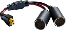 12AWG XT60 Extension Cable, Female to 2 Car Cigarette Lighter Socket... 
