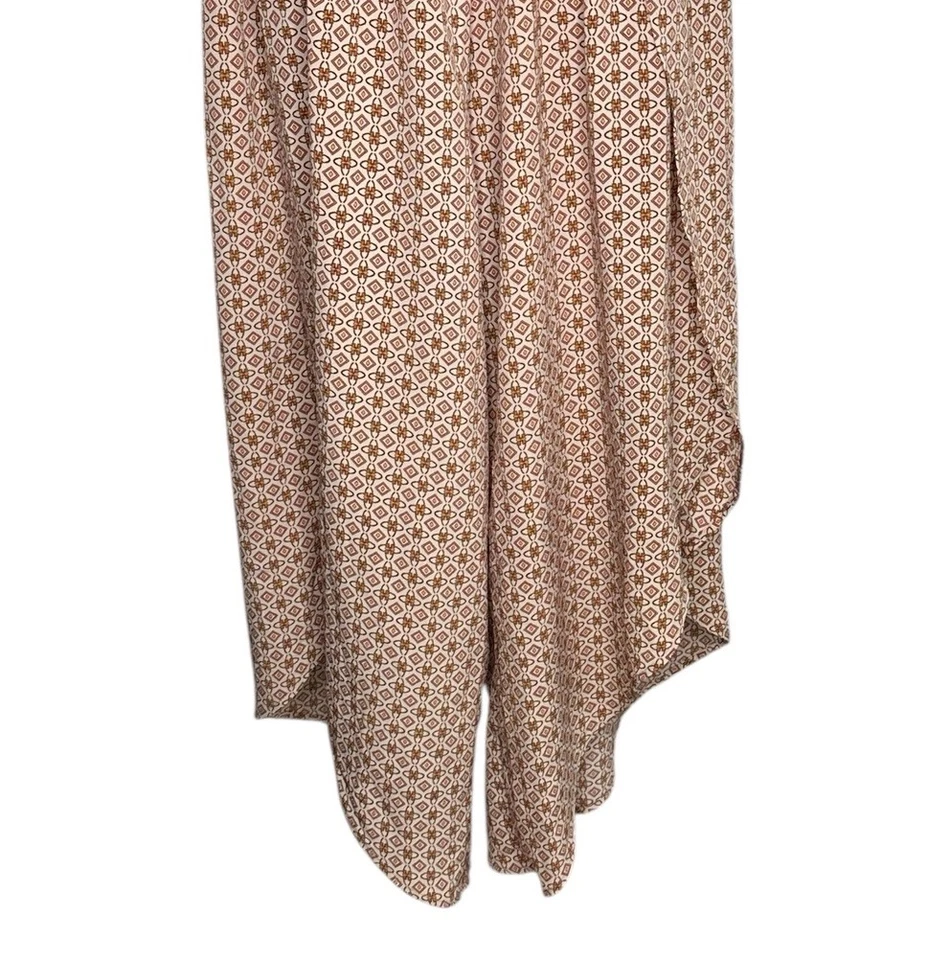 Mono estampado GeeGee con volantes sin mangas asimétrico pierna ancha boho fluido Foto 3 de 4