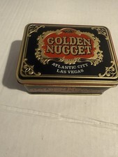 Vintage Golden Nugget Las vegas Atlantic City Playing Cards and Tin Black 1977