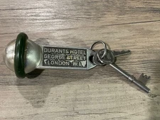 Vintage DURANTS HOTEL Room Skeleton Key And Fob London